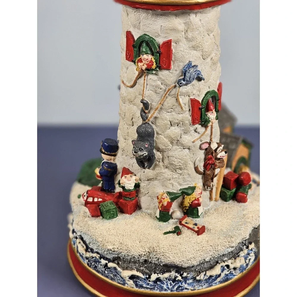 Danbury Mint Cheryl Collins Lighthouse Santa Elves Figurine w COA